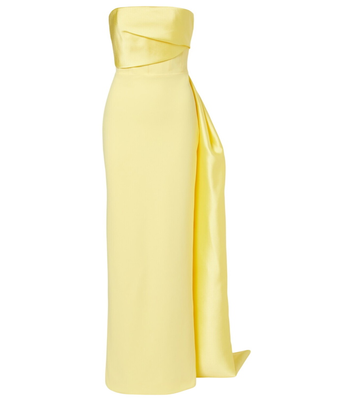 Photo: Solace London Kinsley draped strapless gown