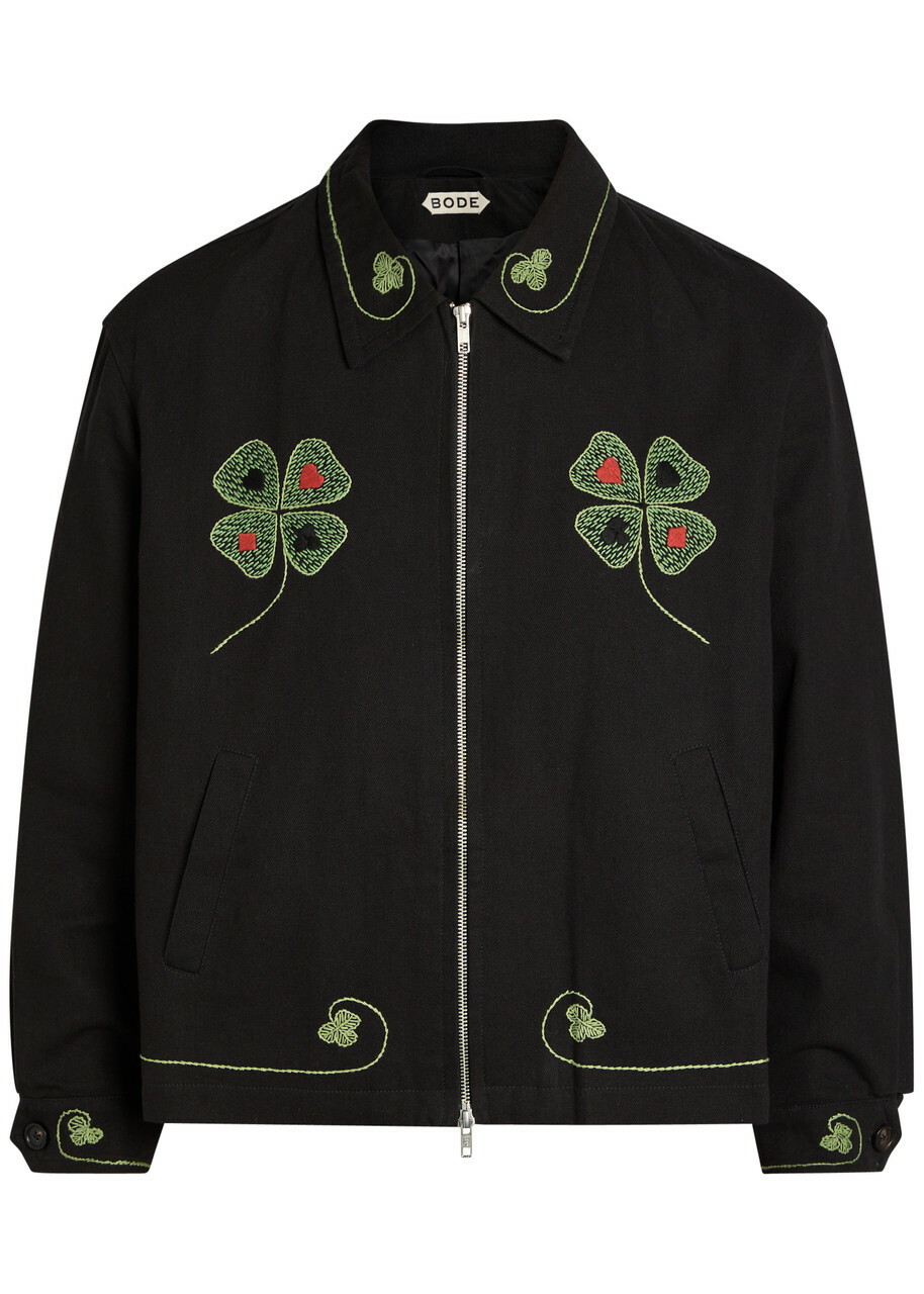 Bode Lucky Draw Embroidered Twill Jacket Black