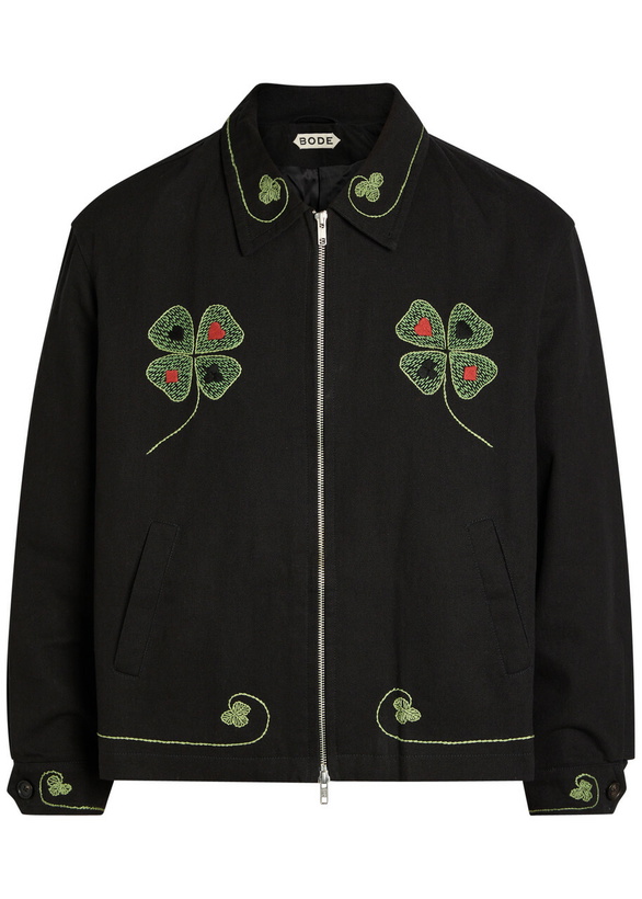 Photo: Bode Lucky Draw Embroidered Twill Jacket Black