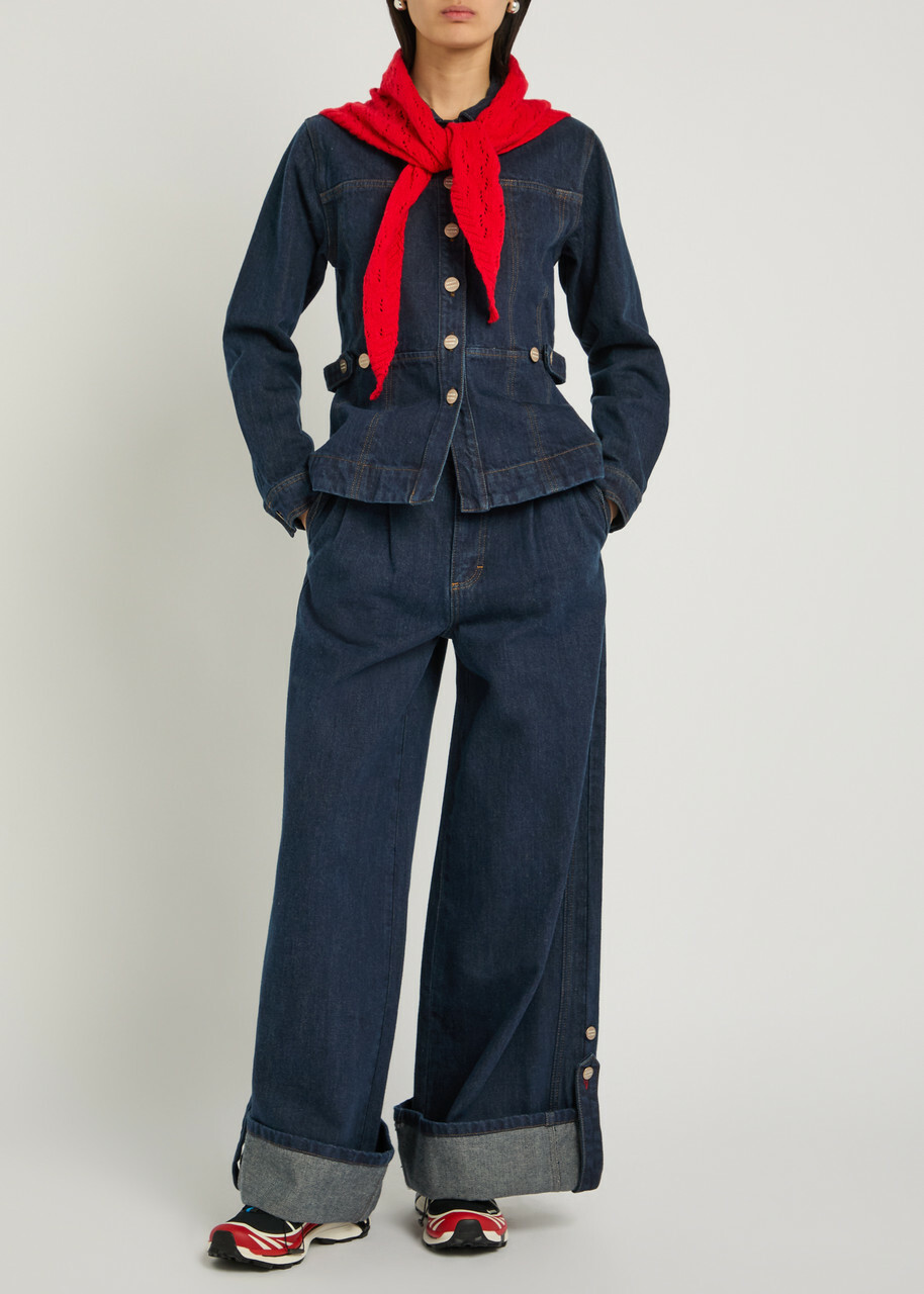 Damson Madder Wylie Turn-up Wide-leg Jeans Dark Blue