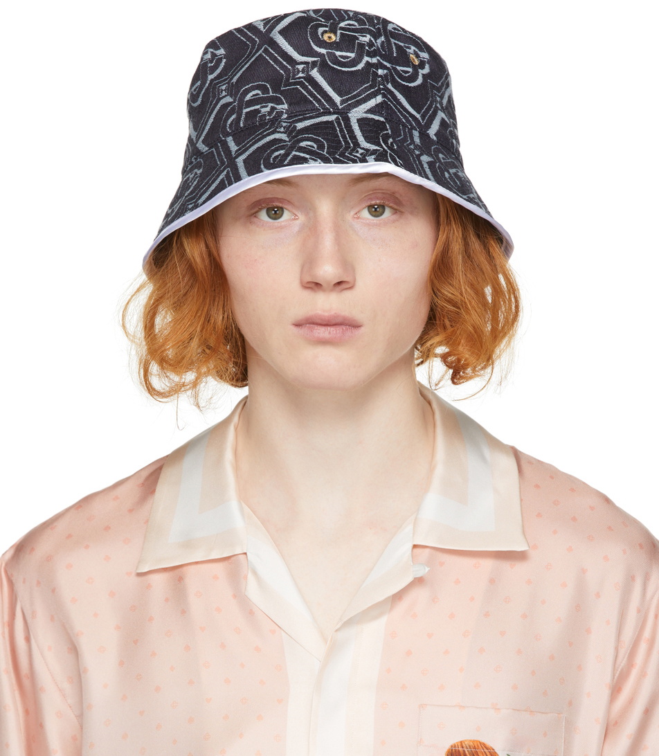 Monogram Jacquard Denim Bucket Hat In Blue