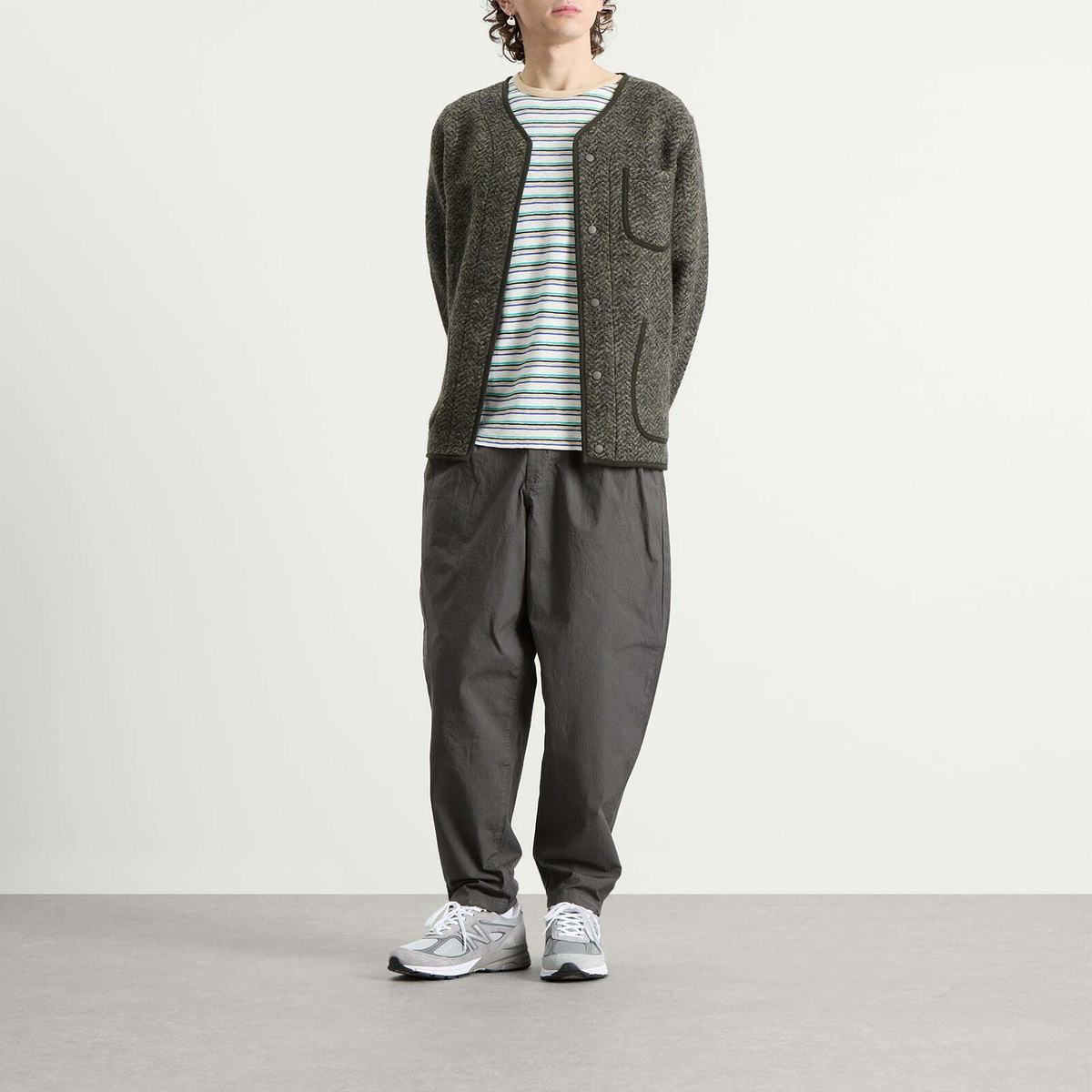 Kestin Men's Neist Cardigan in Moss Herringbone Wool
