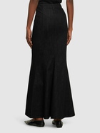 SELF-PORTRAIT - Flared Cotton Denim Maxi Skirt