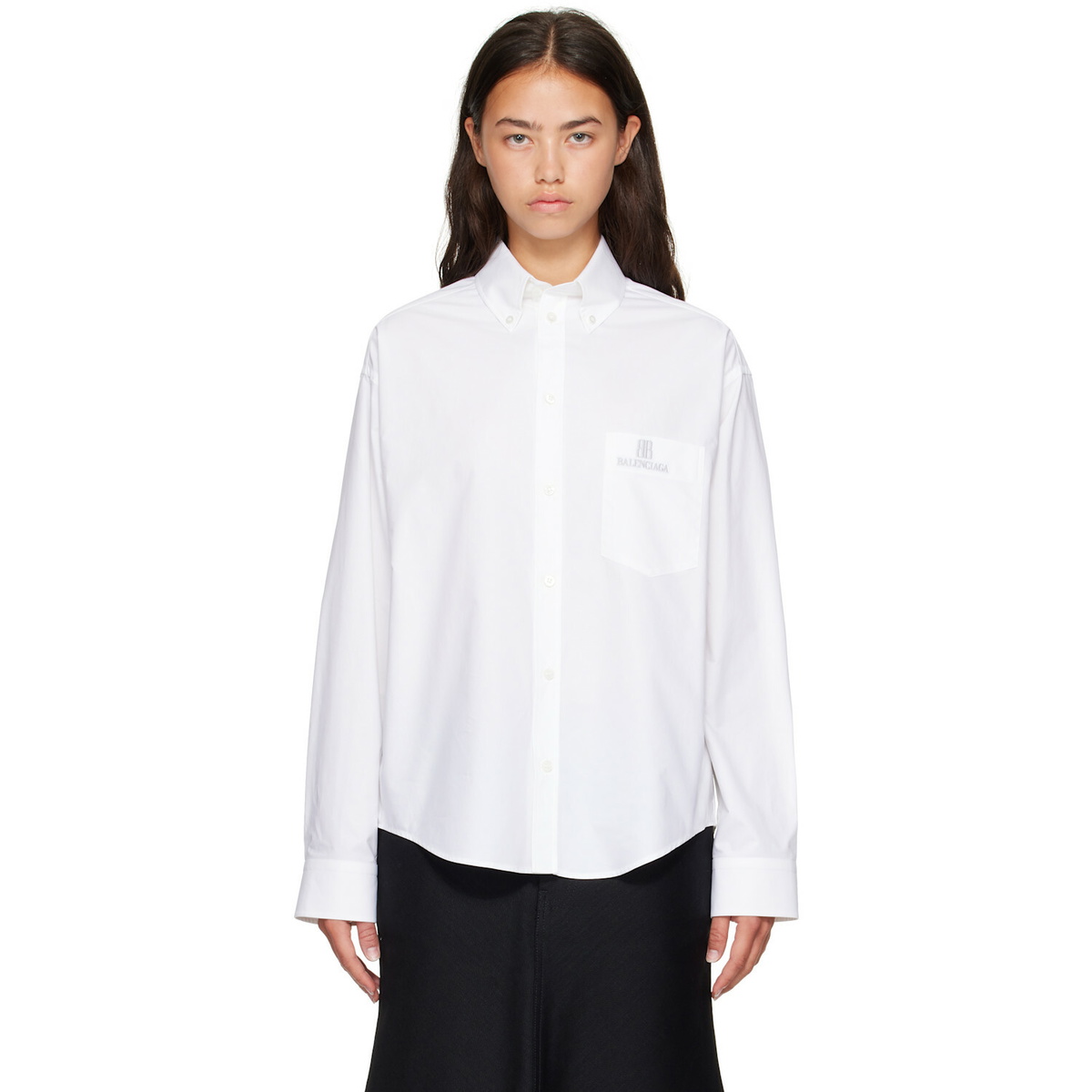 Balenciaga White L/S Large Fit Shirt