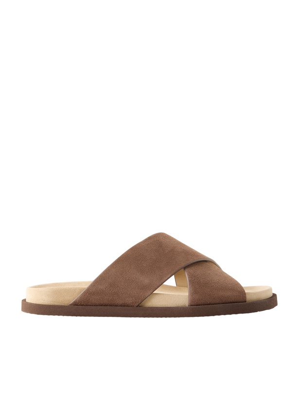 Photo: Brunello Cucinelli - Suede Slides - Brown