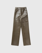 Rotate Birger Christensen Textured Straight Pants Brown - Womens - Casual Pants