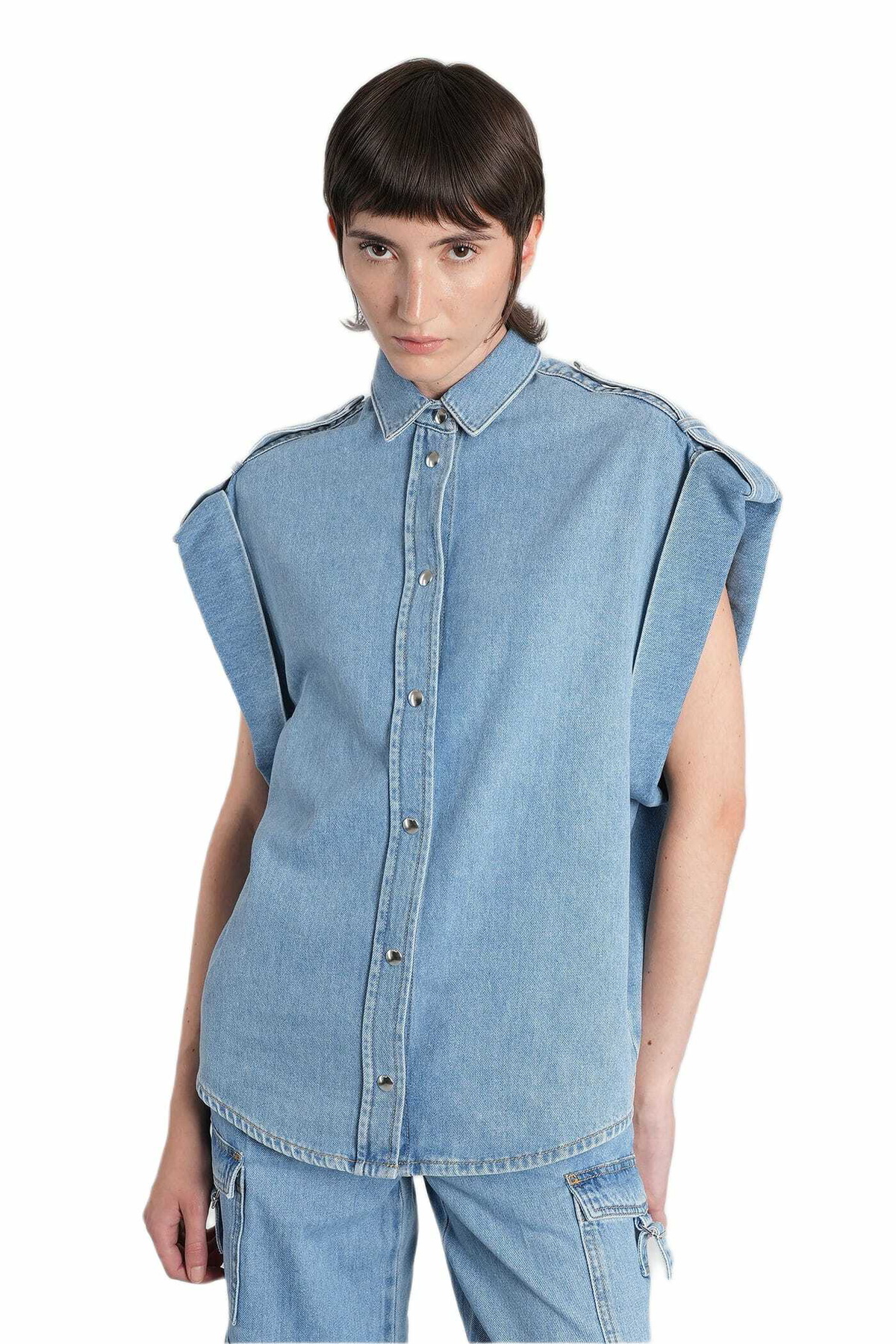 IRO Uline Vest In Blue Cotton