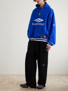 Balenciaga - Wide-Leg Logo-Print Appliquéd Cotton-Jersey Sweatpants - Black