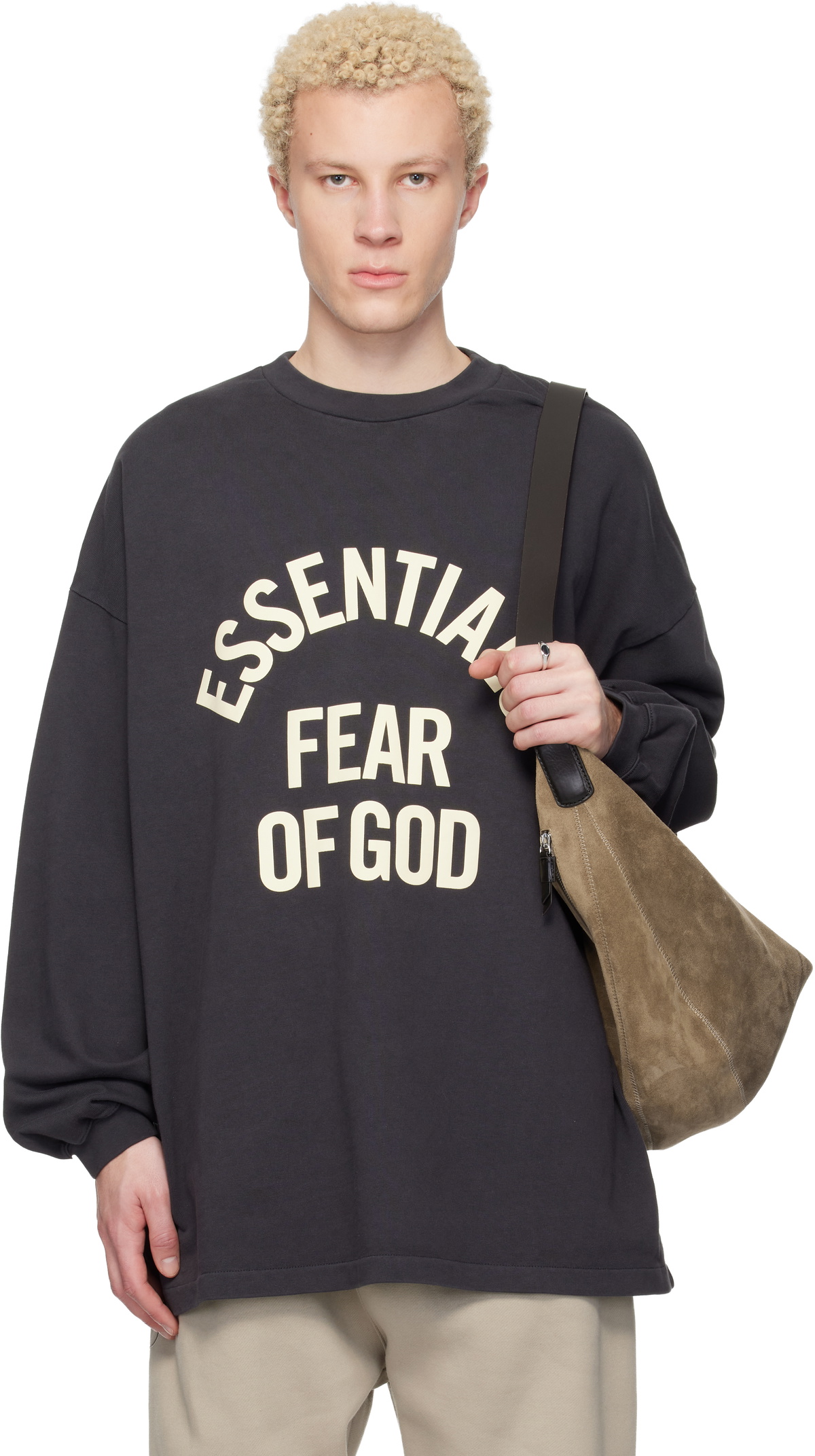 Fear of God ESSENTIALS Black Campus 90s Long Sleeve T-shirt