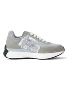 Alexander McQueen - Sprint Runner Exaggerated-Sole Appliquéd Leather and Suede Sneakers - Gray