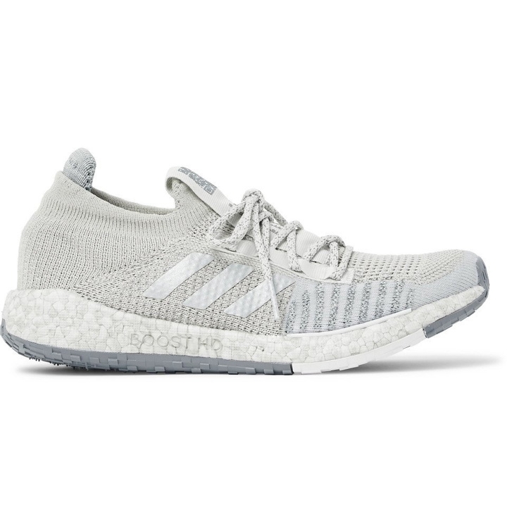 Photo: Adidas Sport - PulseBOOST HD LTD Stretch-Knit Running Sneakers - Light gray