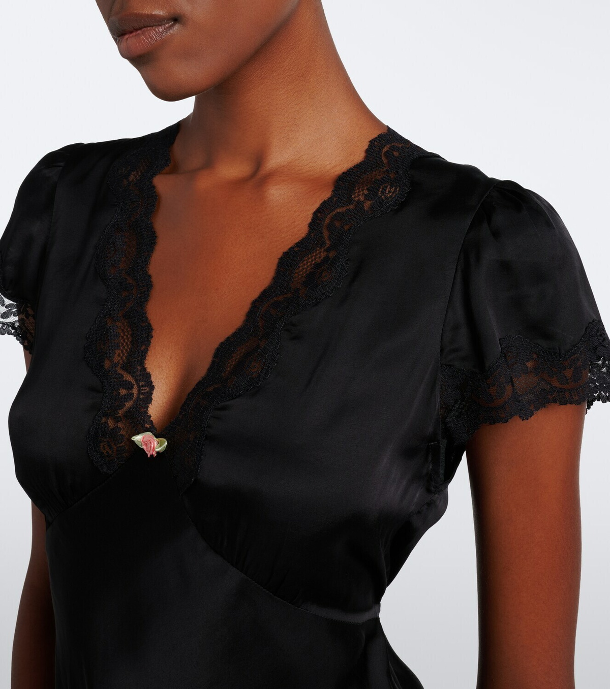 Rixo Karia lace-trimmed satin top