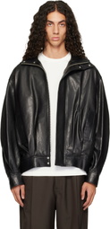 Arma Black Paulo Leather Funnel Neck Jacket