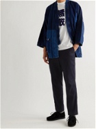 BLUE BLUE JAPAN - Tapered Cropped Textured-Cotton Suit Trousers - Blue