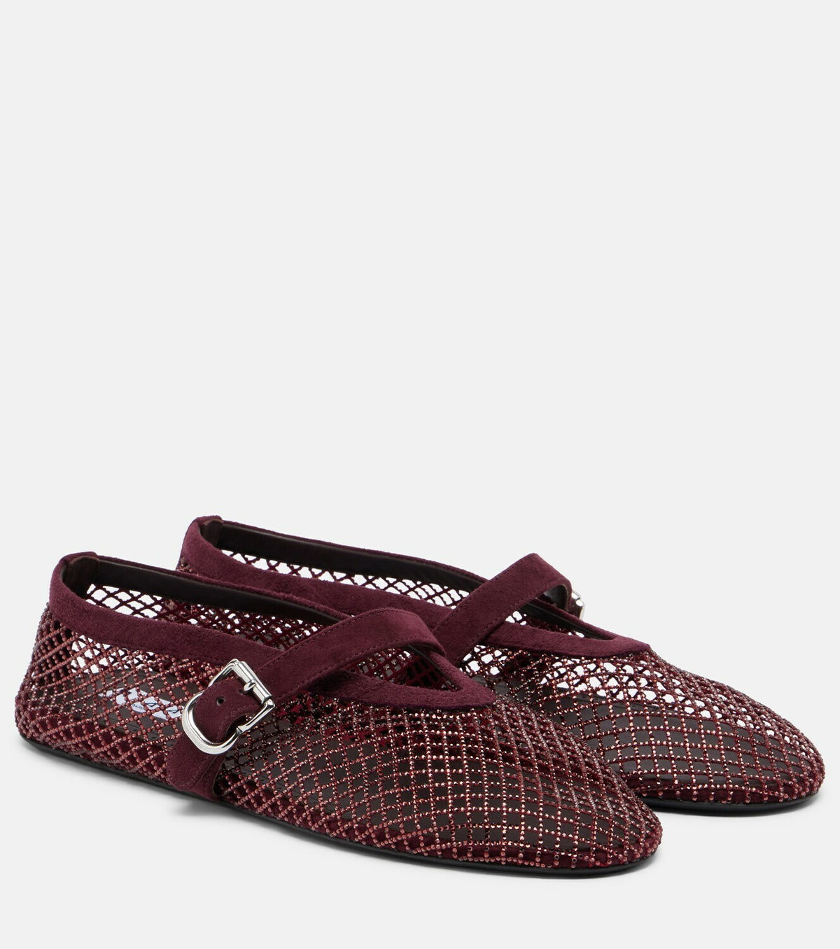 Alaïa Embellished fishnet ballet flats