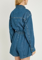 Paige Madigan Romper Stretch-denim Playsuit Blue