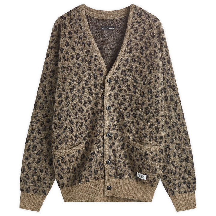 Photo: Wacko Maria Men's Leopard Mohair Cardigan in Beige