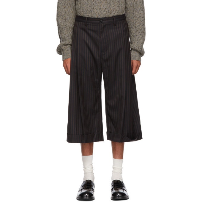 Photo: Chin Mens Black Striped Cropped Culotte Trousers