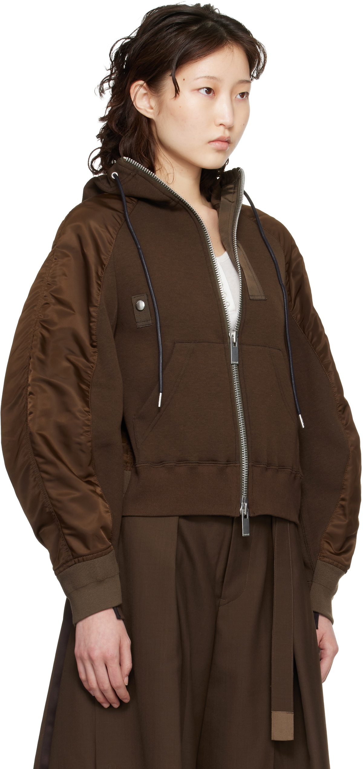 sacai Brown Sponge Sweat Hoodie