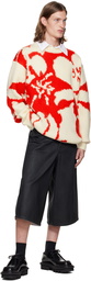 Dries Van Noten Off-White & Red Jacquard Sweater