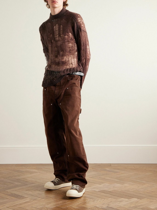 Photo: Rick Owens - Tommy Open-Knit Sweater - Brown