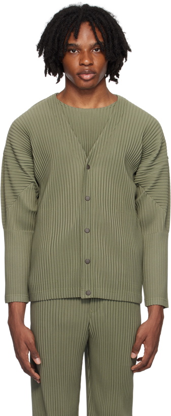 Photo: HOMME PLISSÉ ISSEY MIYAKE Green Color Pleats Cardigan