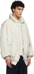 Hed Mayner Off-White Crinkled Bomber Jacket