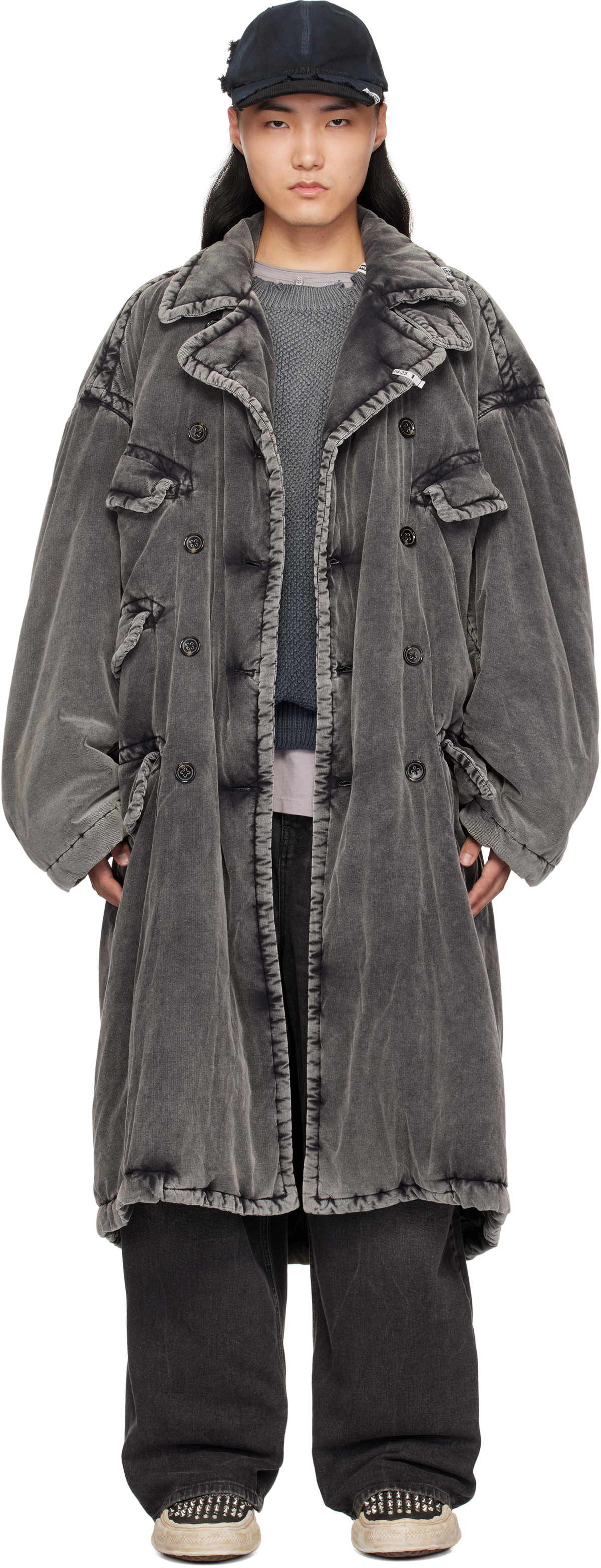 Maison MIHARA YASUHIRO Black Fake Enamel Puffer Jacket