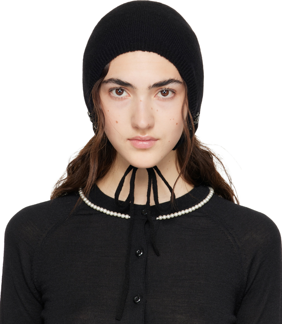 Simone Rocha Black Cashmere Bonnet