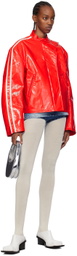 Pushbutton Red Moto Jacket