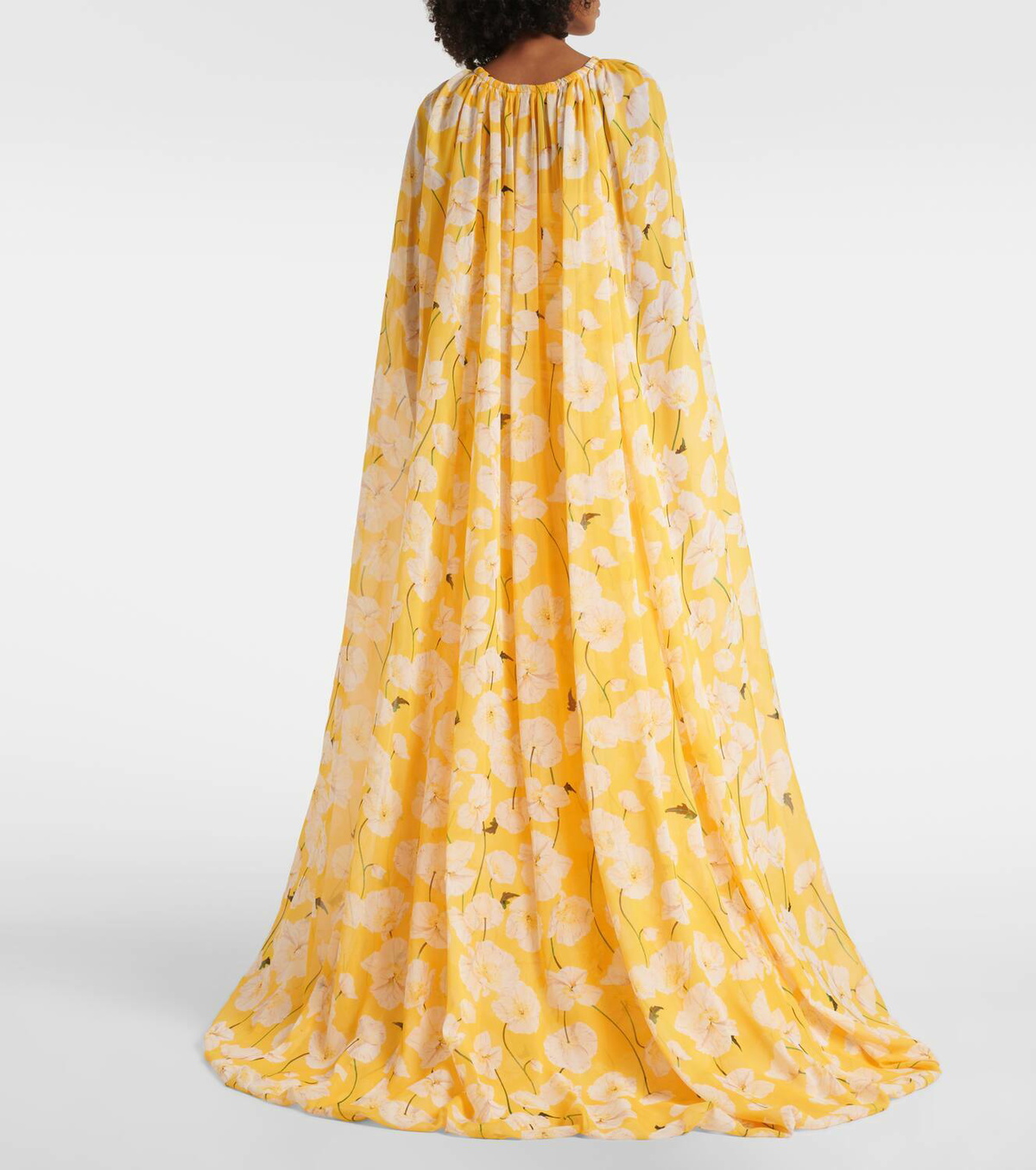 Carolina Herrera Gathered caped silk gown