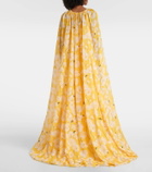 Carolina Herrera Gathered caped silk gown