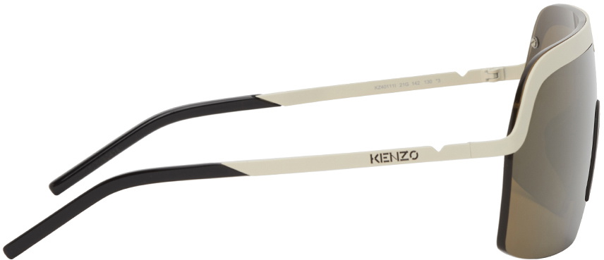 Kenzo Gold & Beige Mirror Mask Sunglasses Kenzo display picture 2