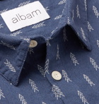 Albam - Embroidered Cotton-Chambray Shirt - Men - Dark denim