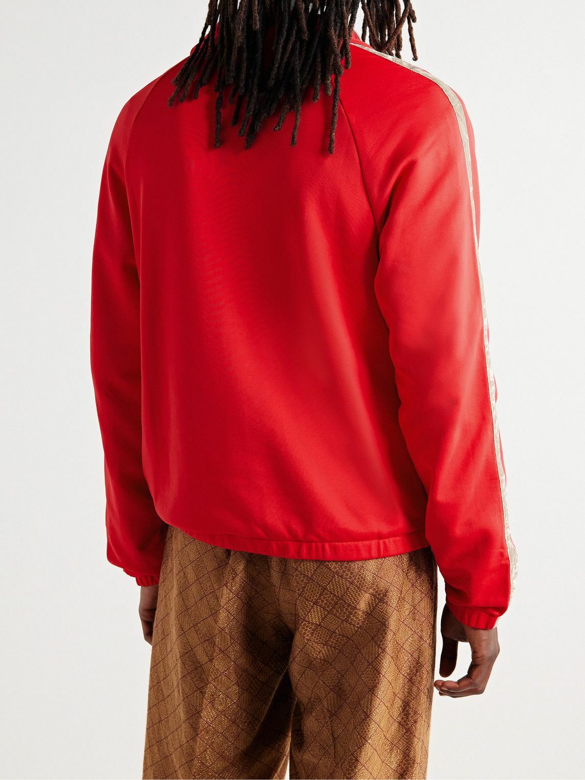 トップス Acne Studios, 23SS V-neck velour polo ACNE STUDIOS Fremont Velvet-Trimmed Cotton-Blend Jersey Zip
