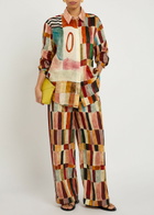 Alemais Majorelle Printed Linen and Silk-blend Trousers Multicoloured