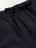 LE 17 SEPTEMBRE - Novis Wide-Leg Crinkled-Taffeta Drawstring Shorts - Blue