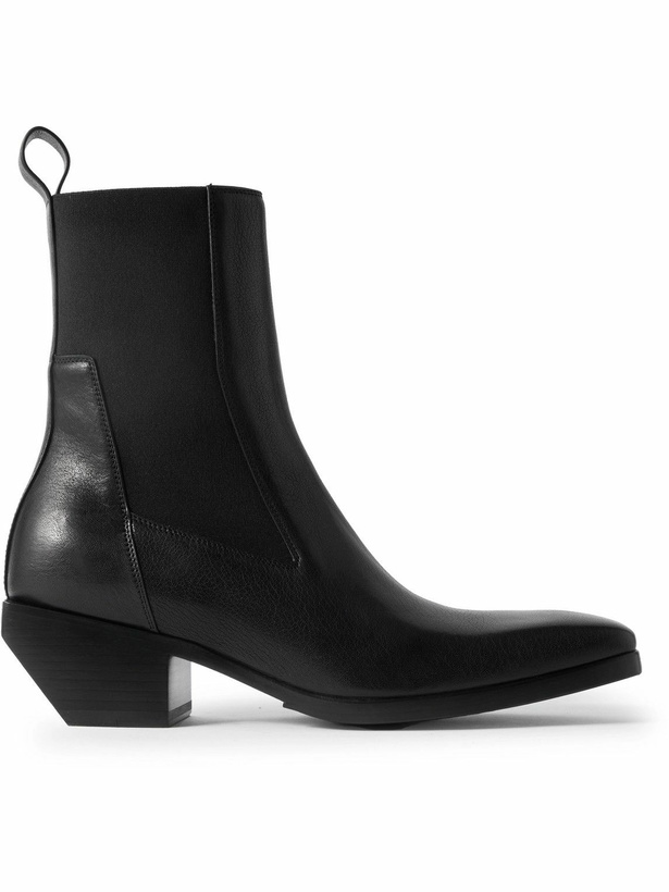 Photo: Rick Owens - Waxed-Leather Chelsea Boots - Black