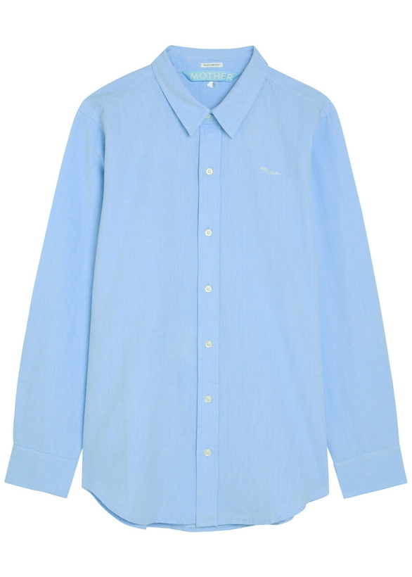 Photo: Mother The Bestie Logo-embroidered Cotton Shirt Light Blue