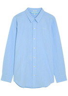 Mother The Bestie Logo-embroidered Cotton Shirt Light Blue