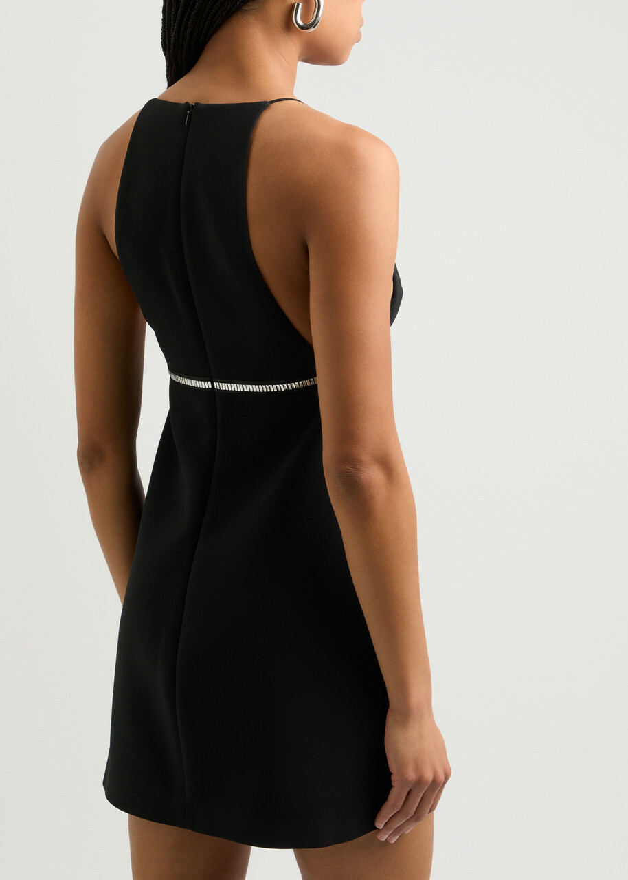 David Koma Crystal Bow-embellished Mini Dress Black And Silver David Koma