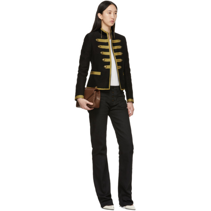 Saint Laurent Black and Gold Passementerie Officer Jacket Saint