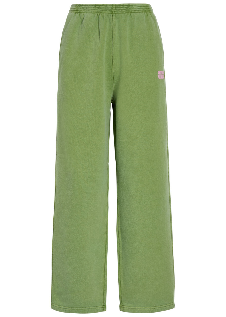 American Vintage Plizzy Logo-print Cotton Sweatpants Light Green