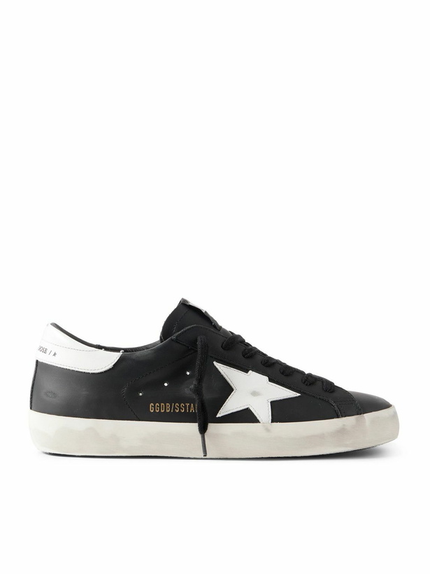Photo: Golden Goose - Super-Star Distressed Leather Sneakers - Black