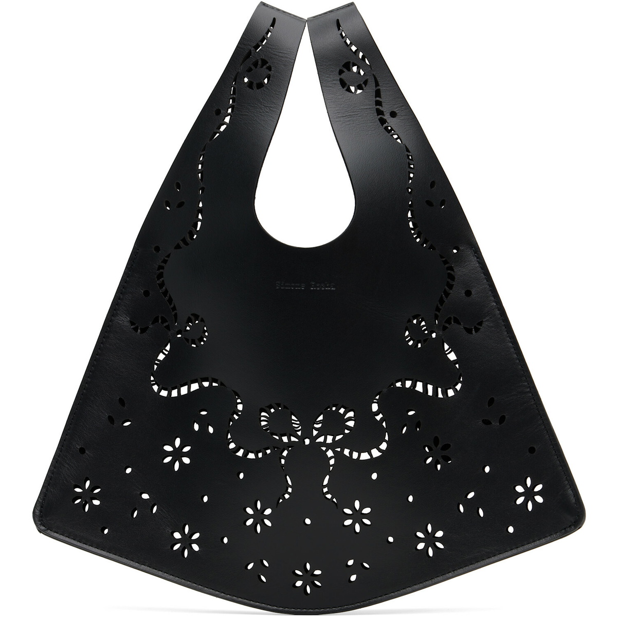 Simone Rocha Black Mini Lasercut Lace Shopper Tote