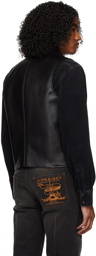 Schott Black Moto Leather Vest