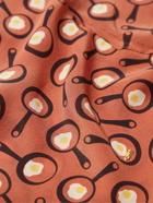 BODE - Camp-Collar Printed Silk Crepe de Chine Shirt - Orange