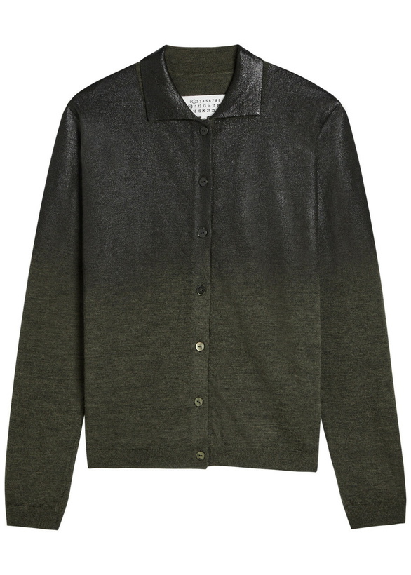 Photo: Maison Margiela Coated Wool-blend Cardigan Dark Green