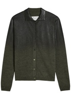 Maison Margiela Coated Wool-blend Cardigan Dark Green