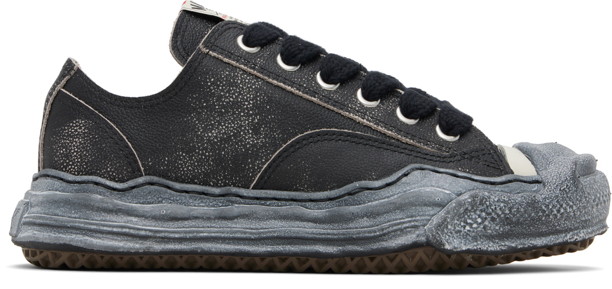 Maison MIHARA YASUHIRO Black 'Hank' OG Sole Shrink Leather Low-Top Sneakers